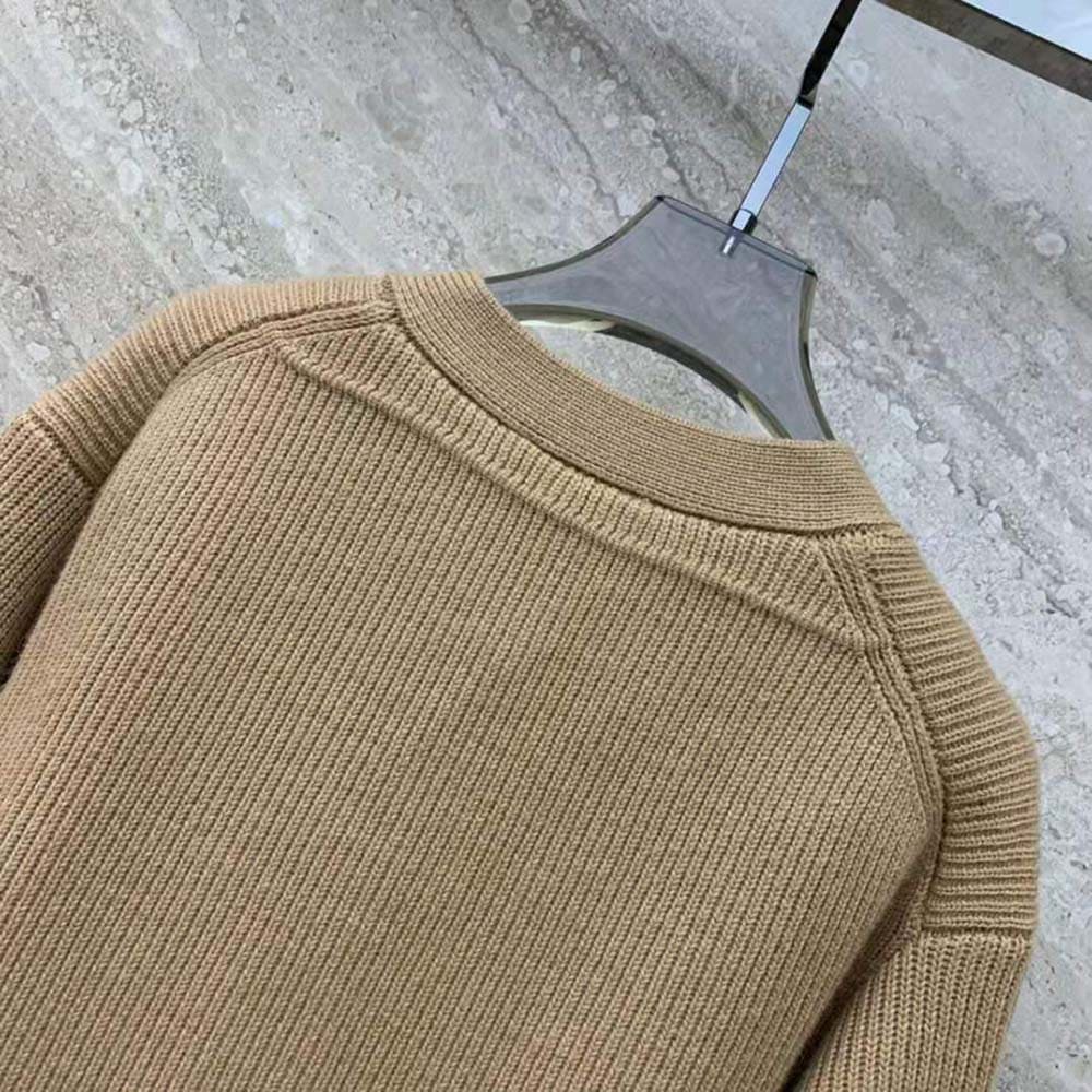 ÁO Miu Miu Women Wool and Nylon Knit Cardigan-Beige