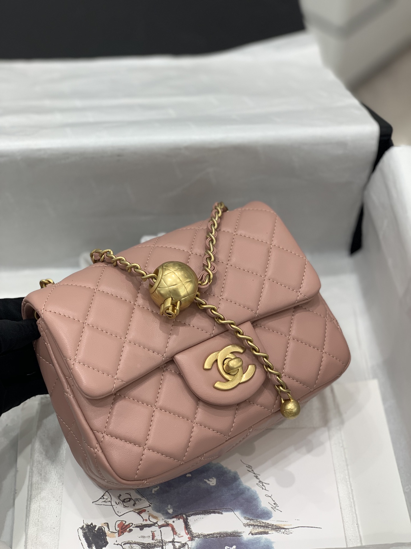 TÚI CHANEL CF Ball pink hồng da HAAS