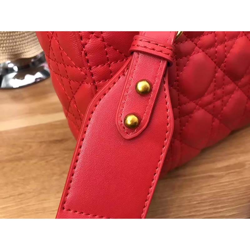 TÚI Dior My Lady Dior Bag in Cannage Lambskin-Red