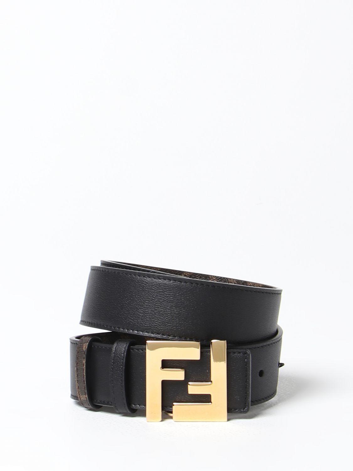 DÂY LƯNG FENDI FF Logo leather and coated cotton