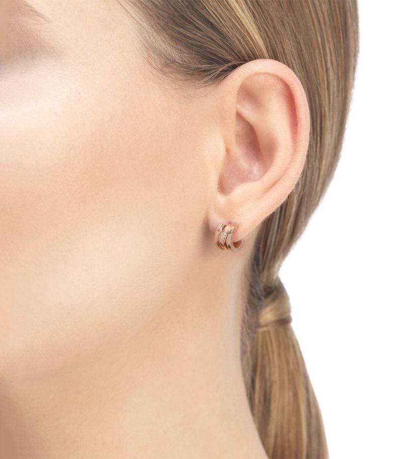 Bông tai BVLGARI Rose Gold and Diamond B.zero1 Earrings vàng hồng 18K