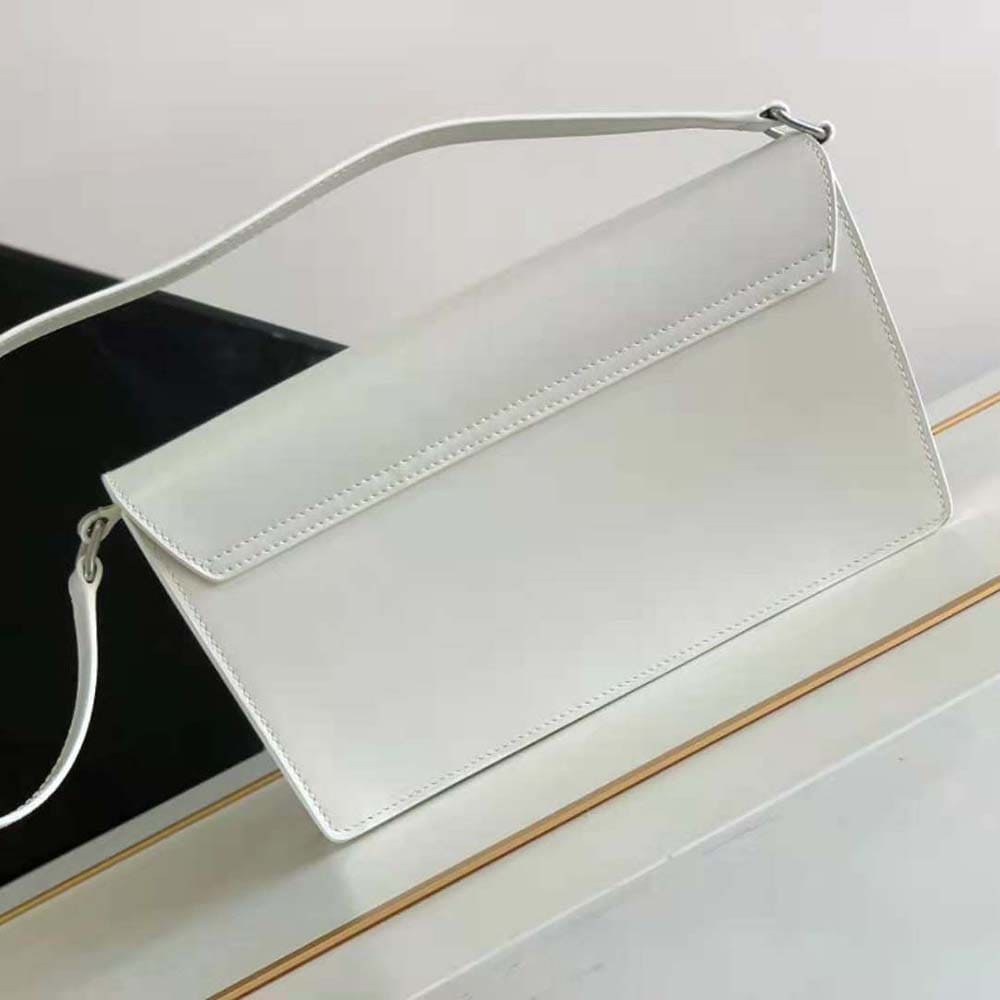 TÚI Celine Women Trapeze Triomphe Bag in Shiny Calfskin-White