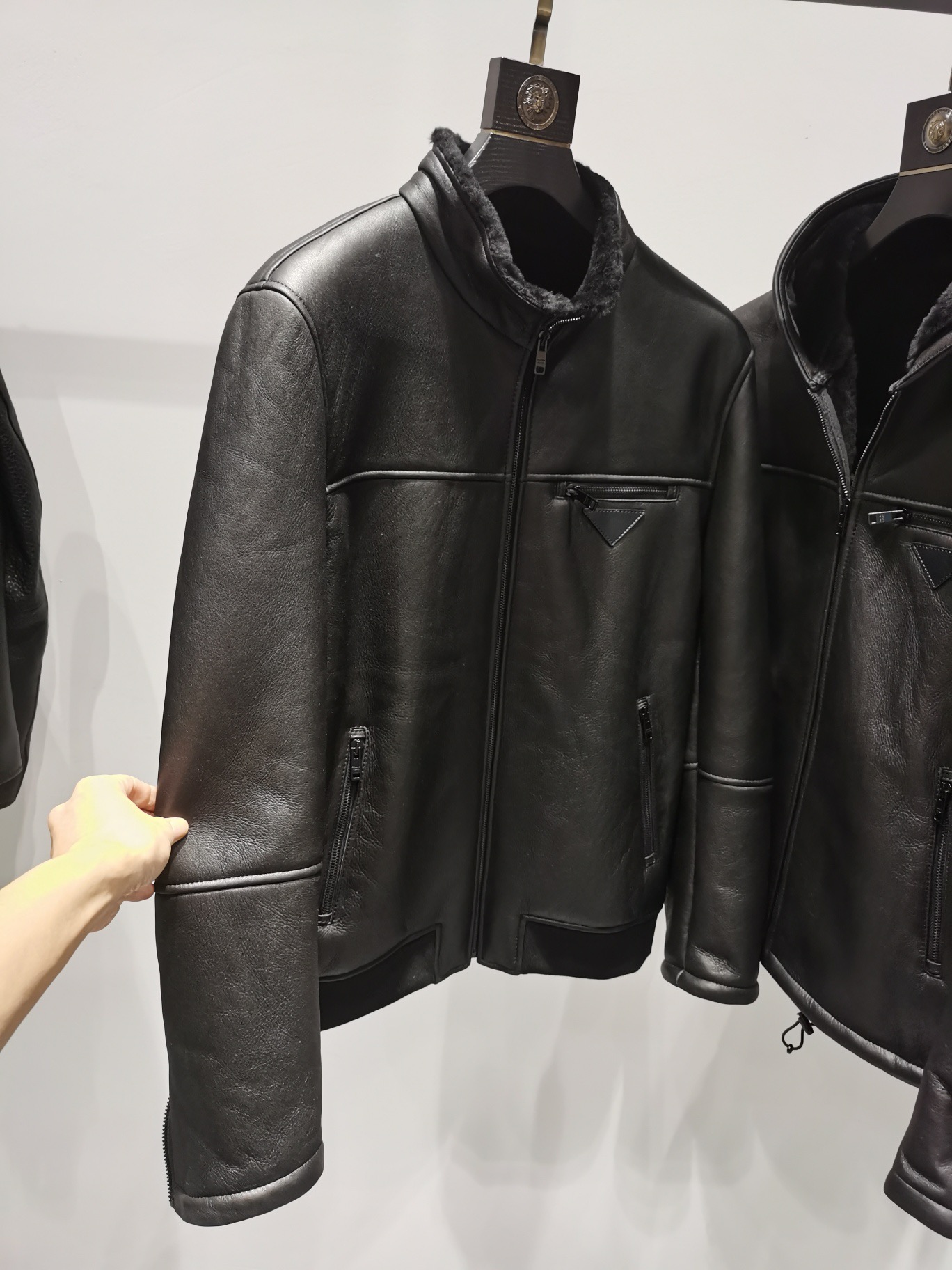 ÁO PRADA LEATHER JACKET LÓT LÔNG