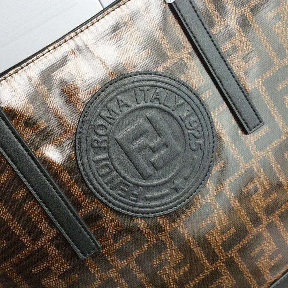 TÚI Fendi Women Shopping Logo Leather Shopper-Black