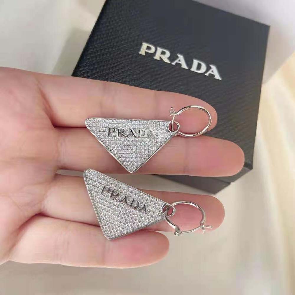 Bông tai Prada Crystal Logo Jewels Left Earring