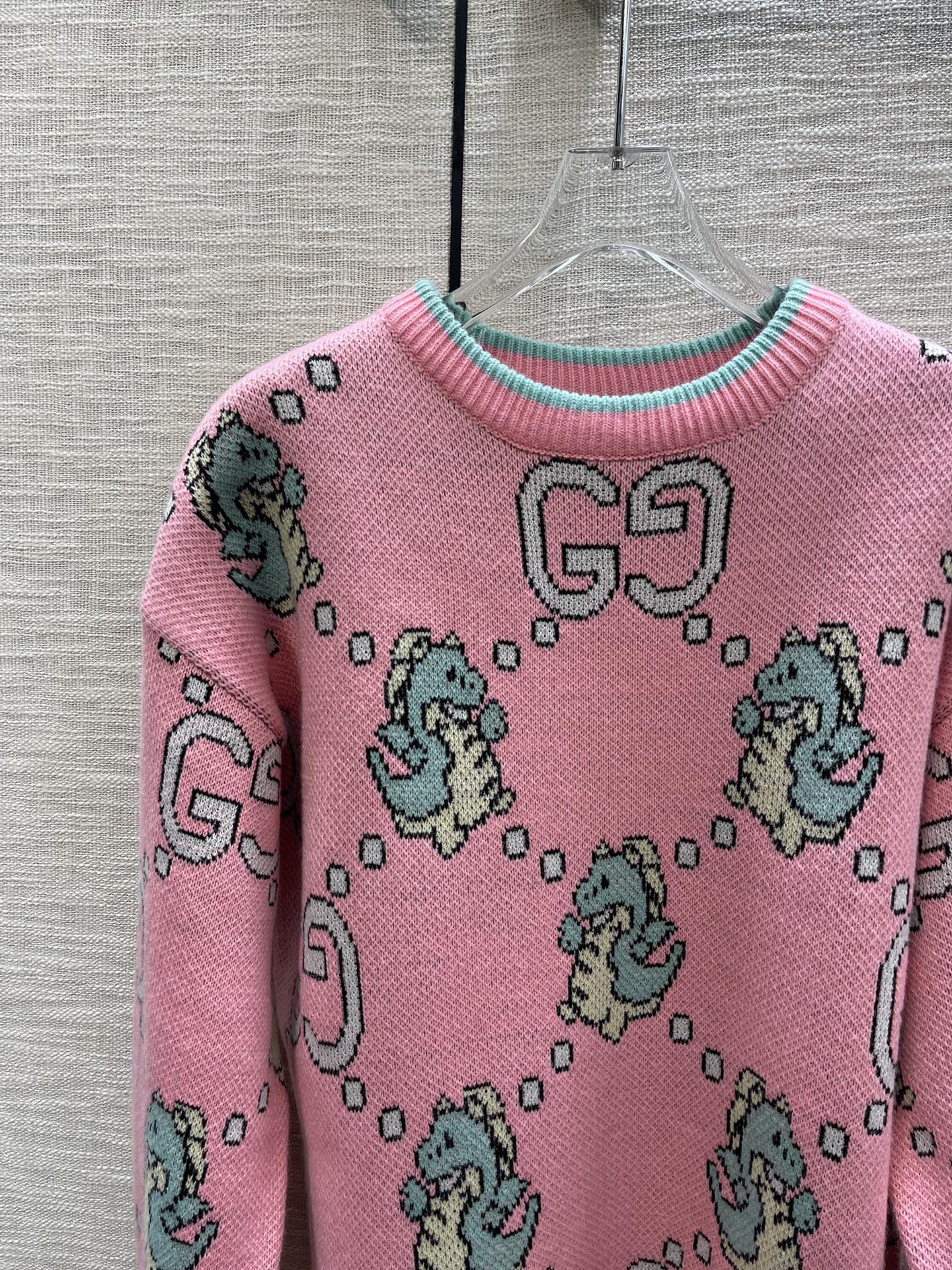 ÁO Gucci Dragon Sewing Pink Sweater