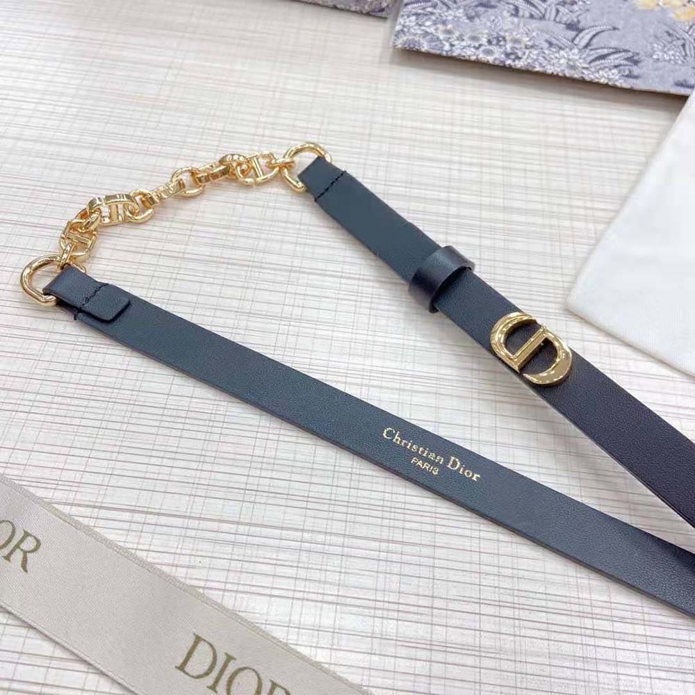 DÂY LƯNG Dior Women Caro Belt Black Smooth Calfskin with Shiny Gold-Finish Metal 15 MM