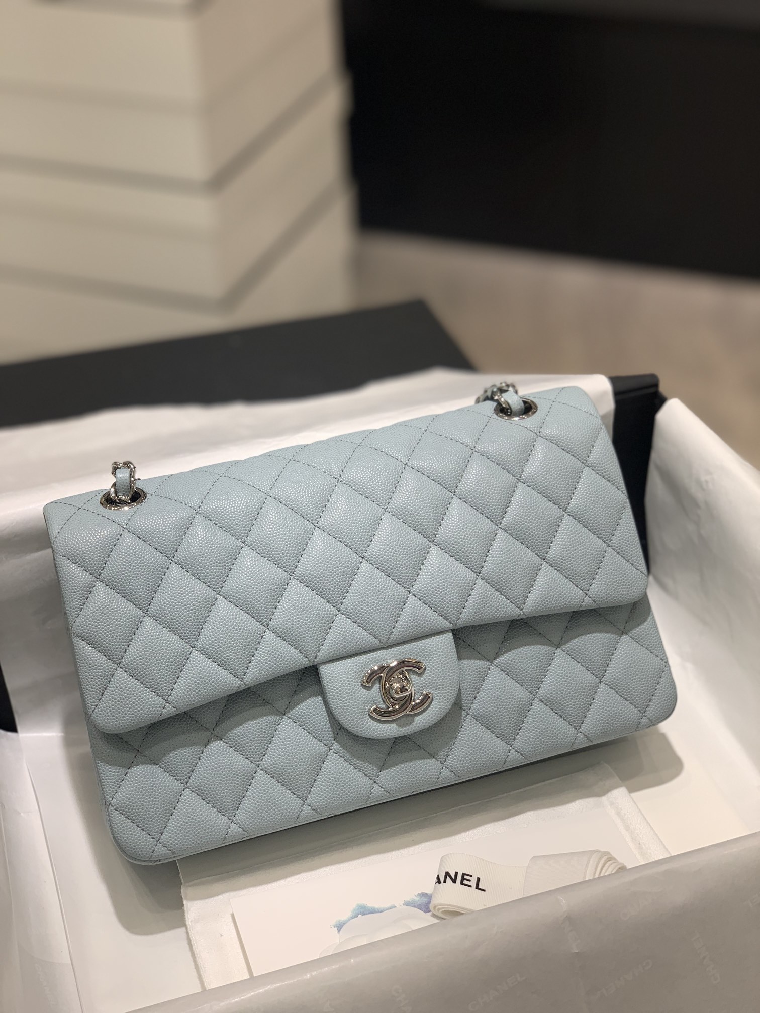 TÚI Chanel CF CAVIAR BLUE DA HAAS