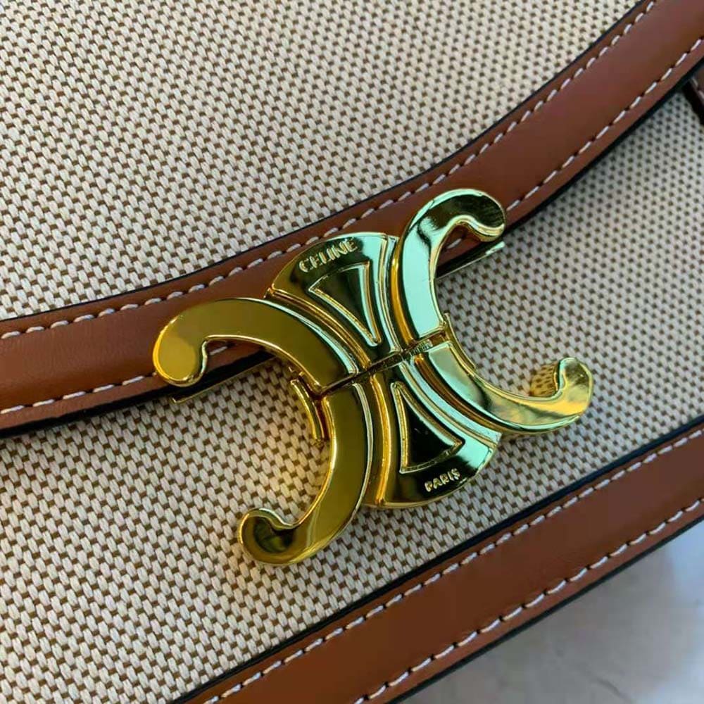 TÚI Celine Women Teen Triomphe Bag in Textile and Natural Calfskin