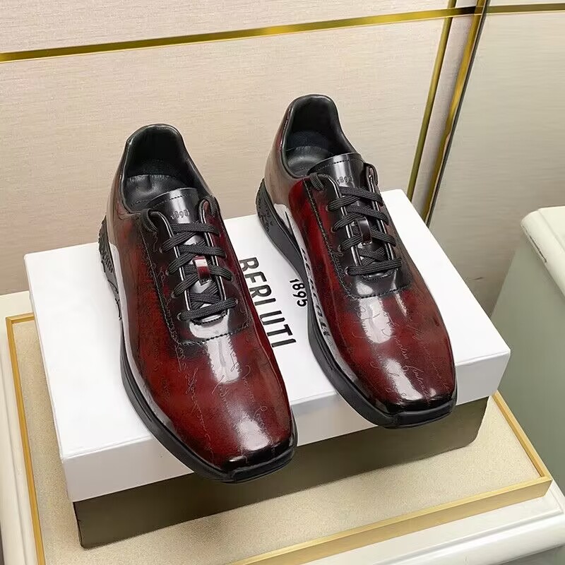 GIÀY BERLUTI Leather Burgundy Sneaker shoes