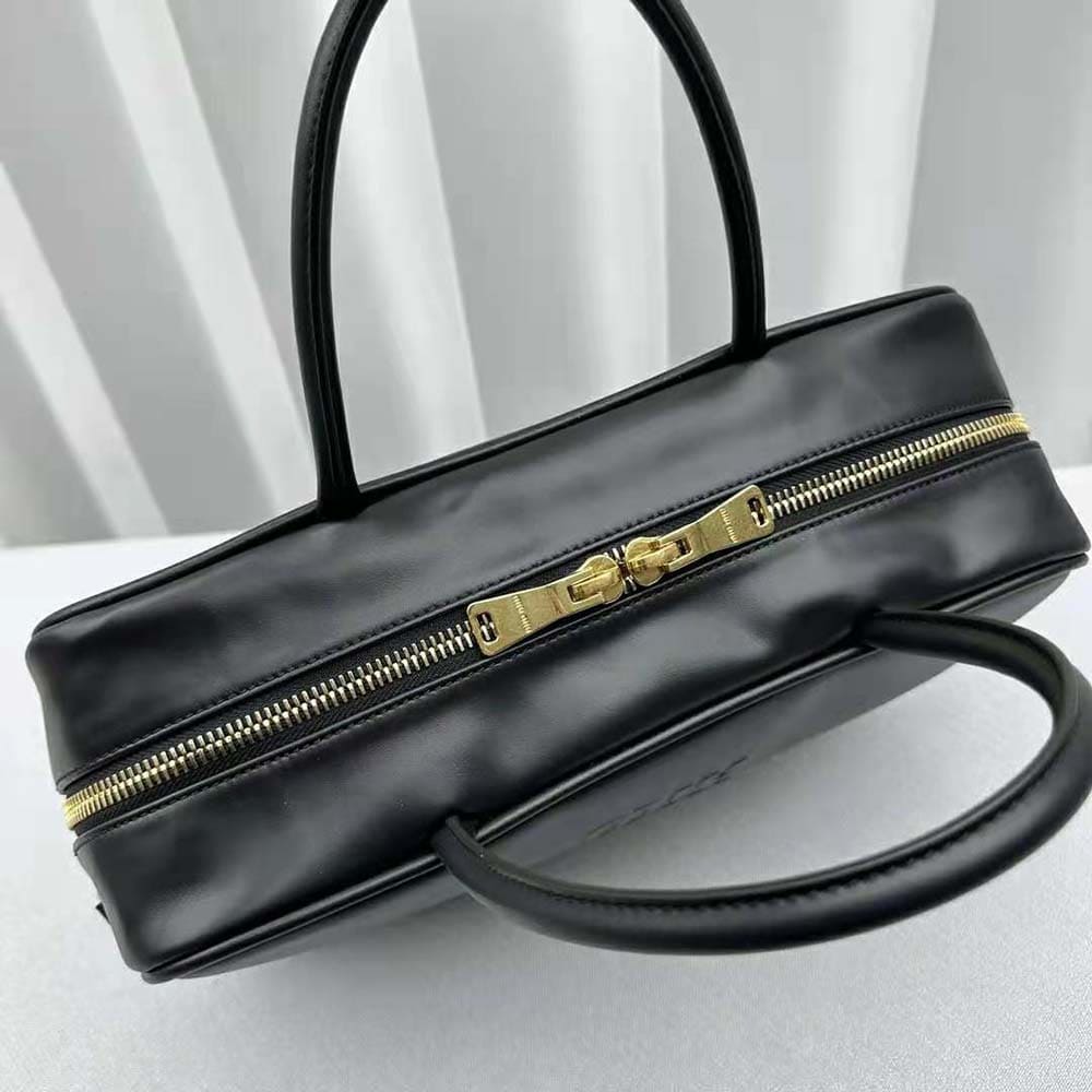 Túi Miu Miu Women Leather Top-handle Bag with Embossed Lettering Logo-Black