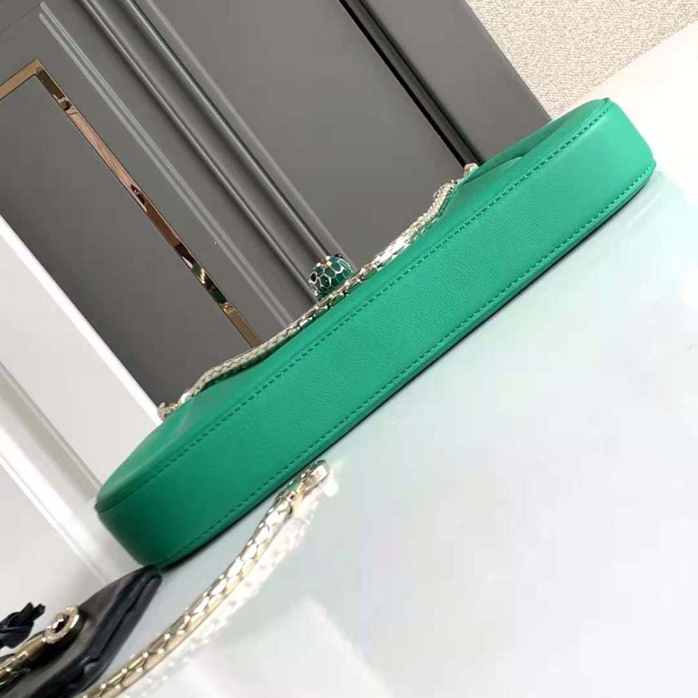 TÚI BVLGARI Women Serpenti Baia Small Shoulder Bag in Calf Leather-Green