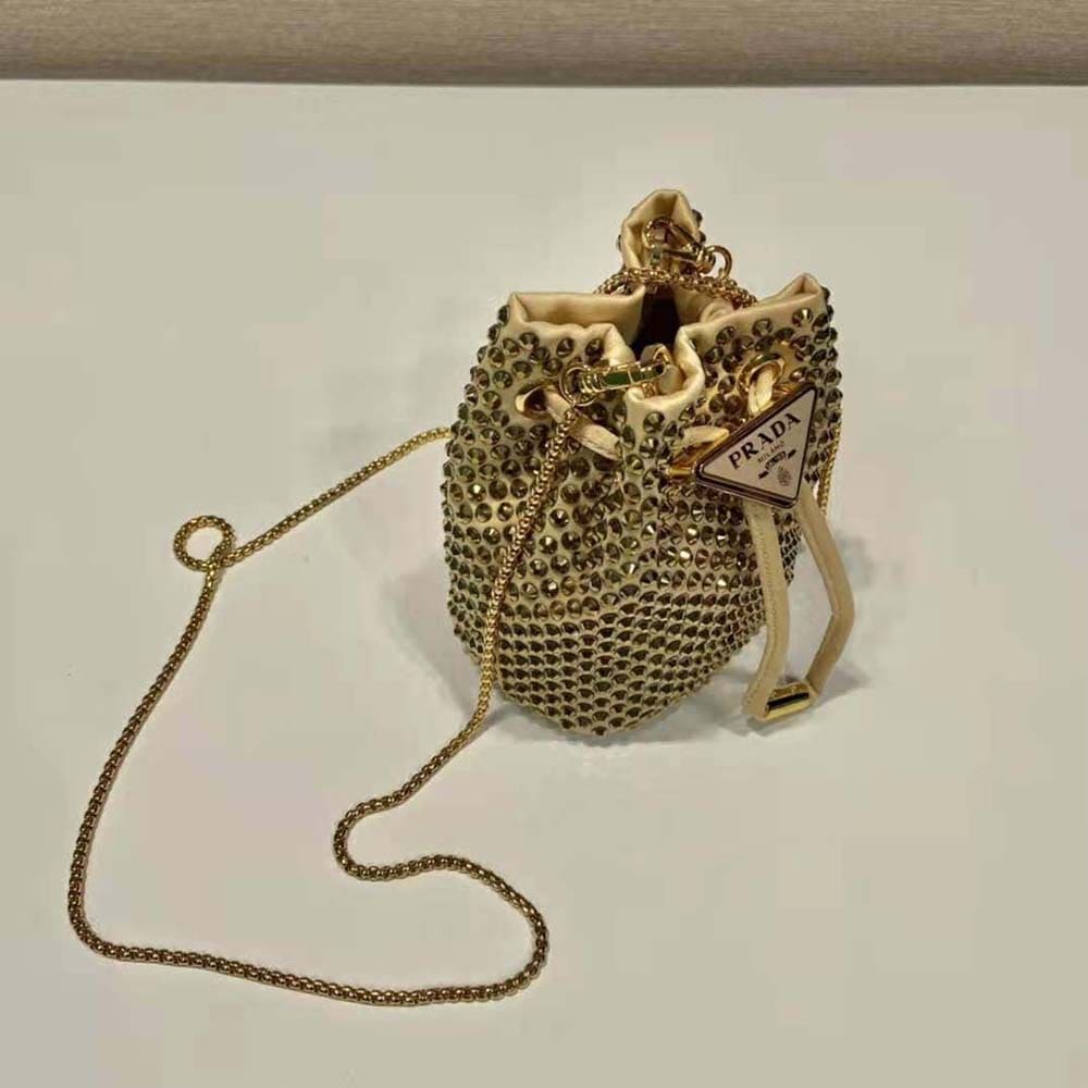 TÚI Prada Women Embellished Satin Mini-Pouch-Gold
