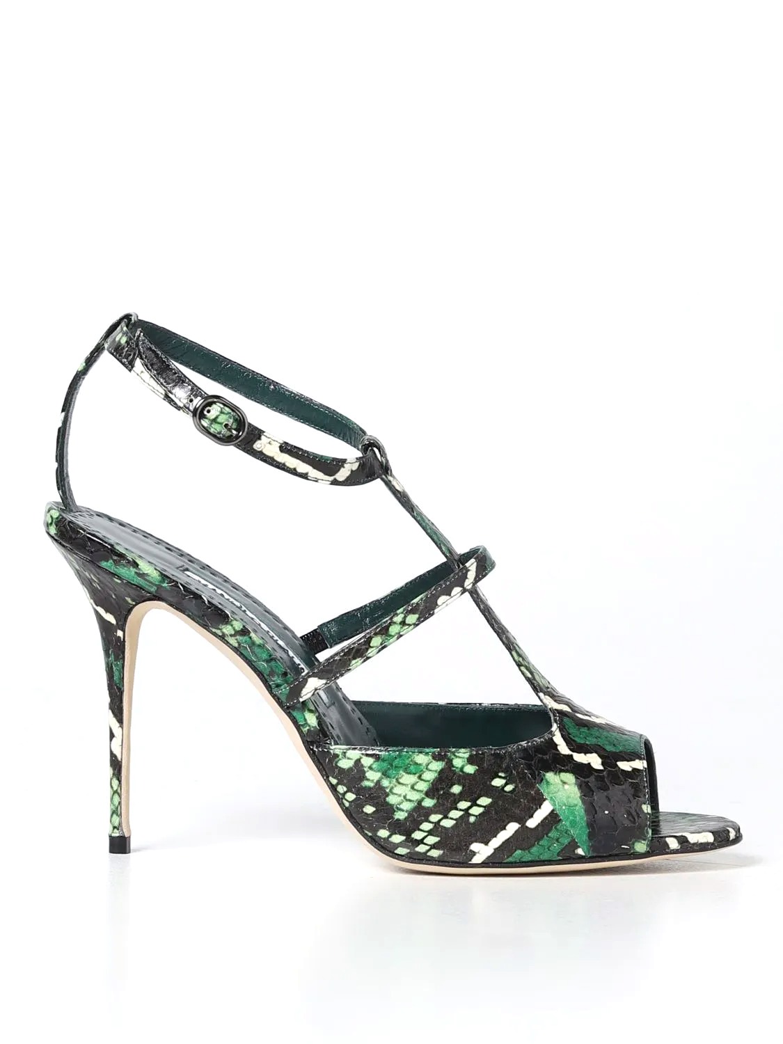 GIÀY MANOLO BLAHNIK Python heeled sandals shoes