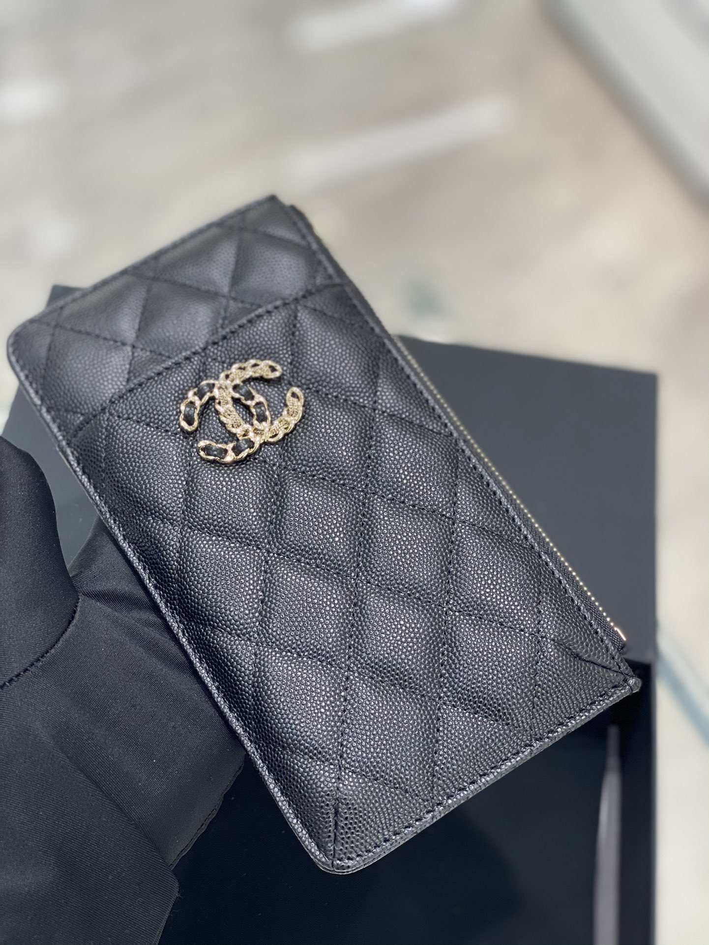 CHANEL CARD HOLDER LONG CAVIAR BLACK ĐEN DA HAAS