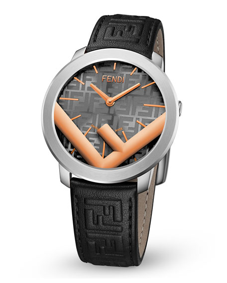 FENDI FF-Embossed Leather Watch