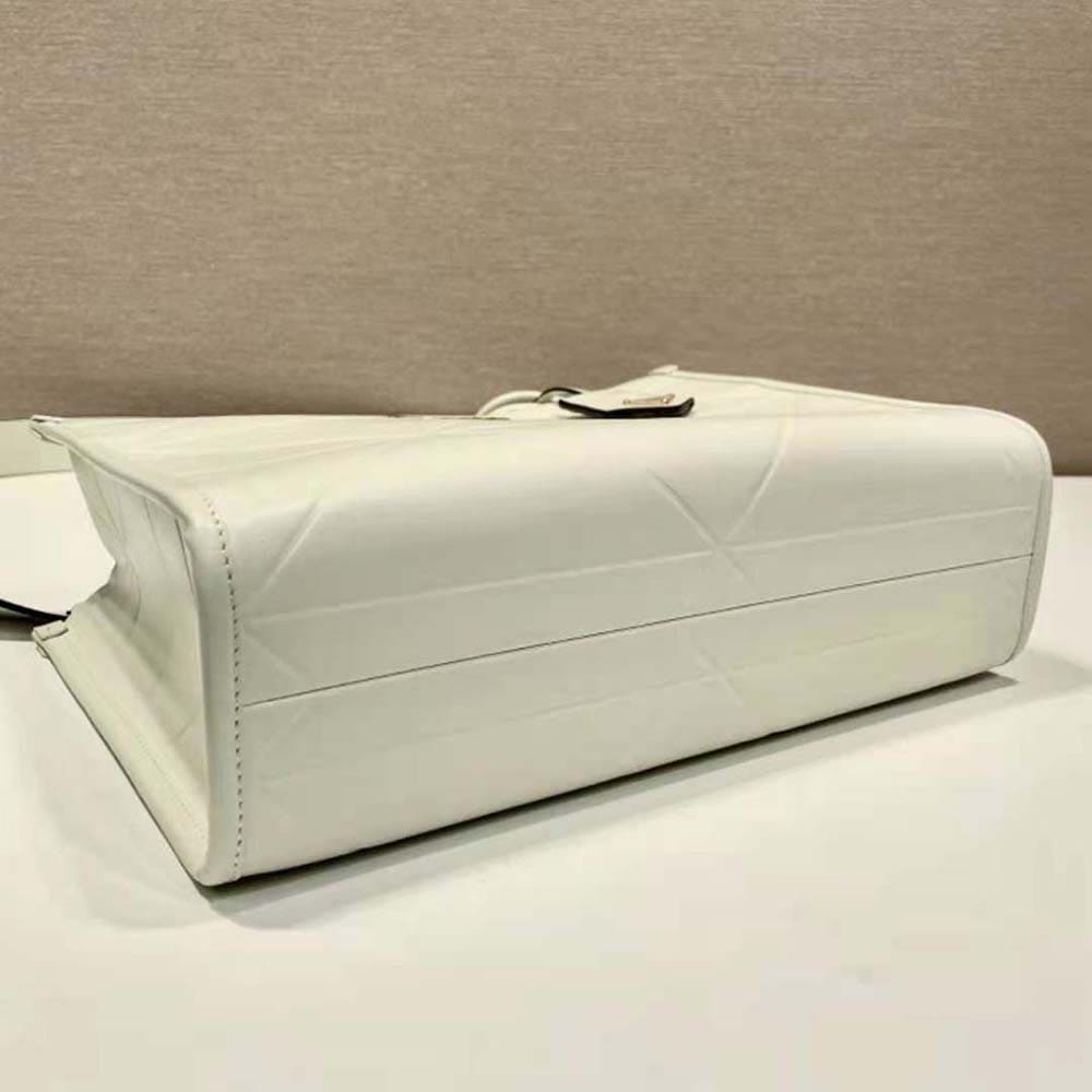 TÚI Prada Women Mini Prada Symbole Leather Bag with Stitching-White