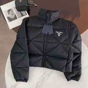 ÁO Prada Women Re-Nylon Gabardine Cropped Down Jacket-Black