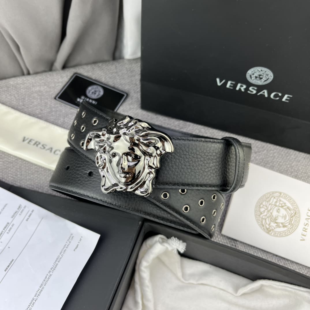 DÂY LƯNG VERSACE MEDUSA HEAD CALFSKIN LEATHER Khóa đen