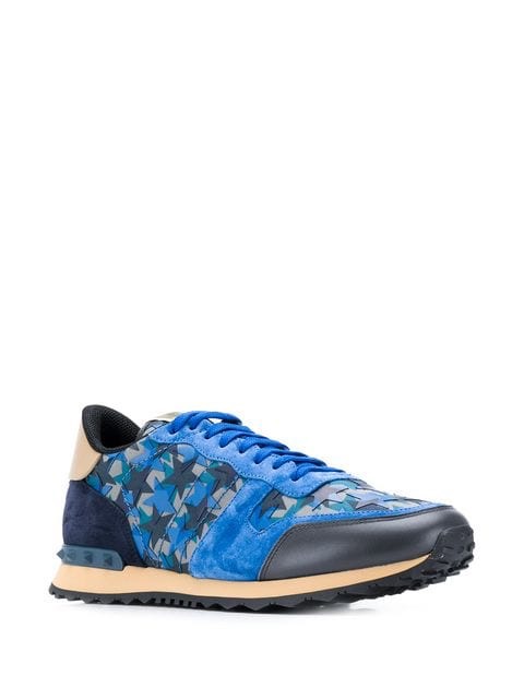 GIÀY VALENTINO Rockrunner low-top suede and mesh trainers