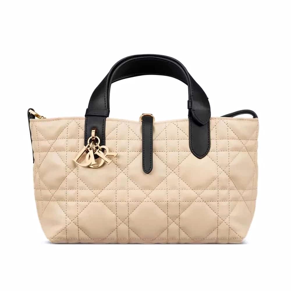 TÚI Dior Toujours Rope màu be và đen Macrocannage Calfskin cỡ nhỏ