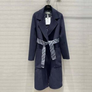ÁO Dior Women Coat Blue Double-Sided Wool