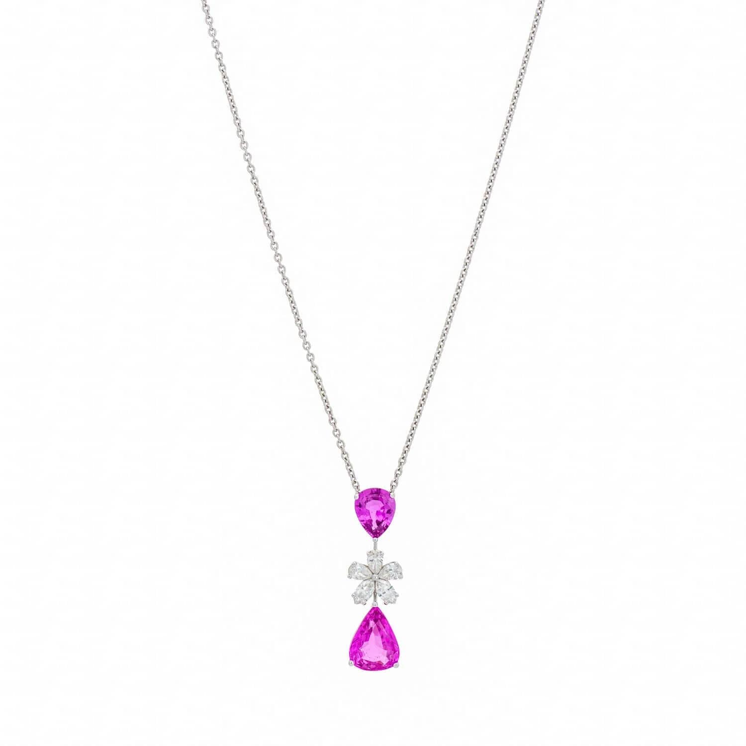 VÒNG CỔ GRAFF PINK SAPPHIRE DIAMOND CLUSTER PENDANT