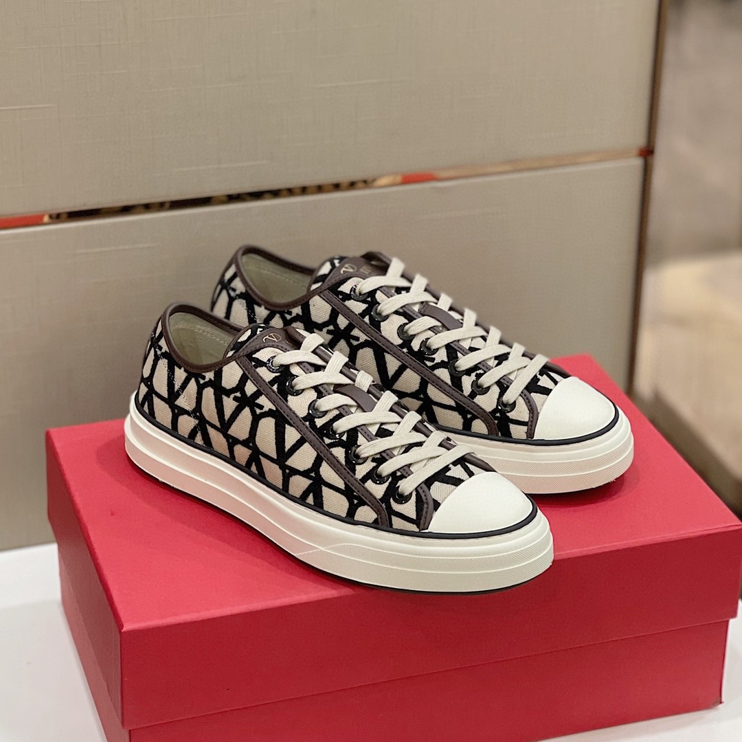 GIÀY VALENTINO CANVAS LEATHER SNEAKER SHOES AAA