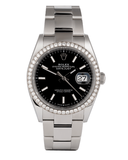 Đồng hồ Rolex Datejust Diamond Bezel Black Dial mặt số màu đen