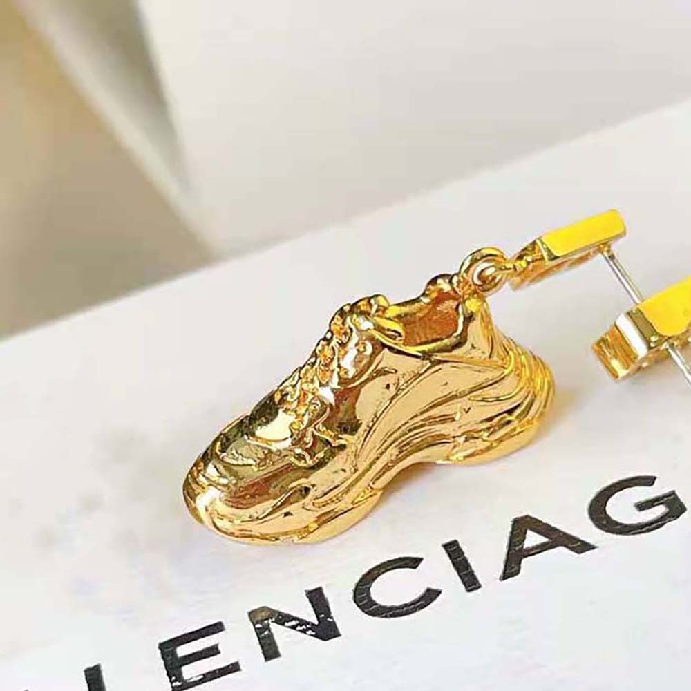 Bông tai Balenciaga Women Mini Triple S Earring in Gold Bronze and Brass