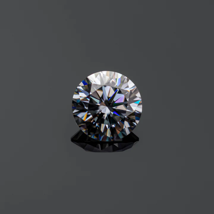 KIM CƯƠNG Round Hearts and Arrows Cut Natural Grey Loose Moissanite Stone