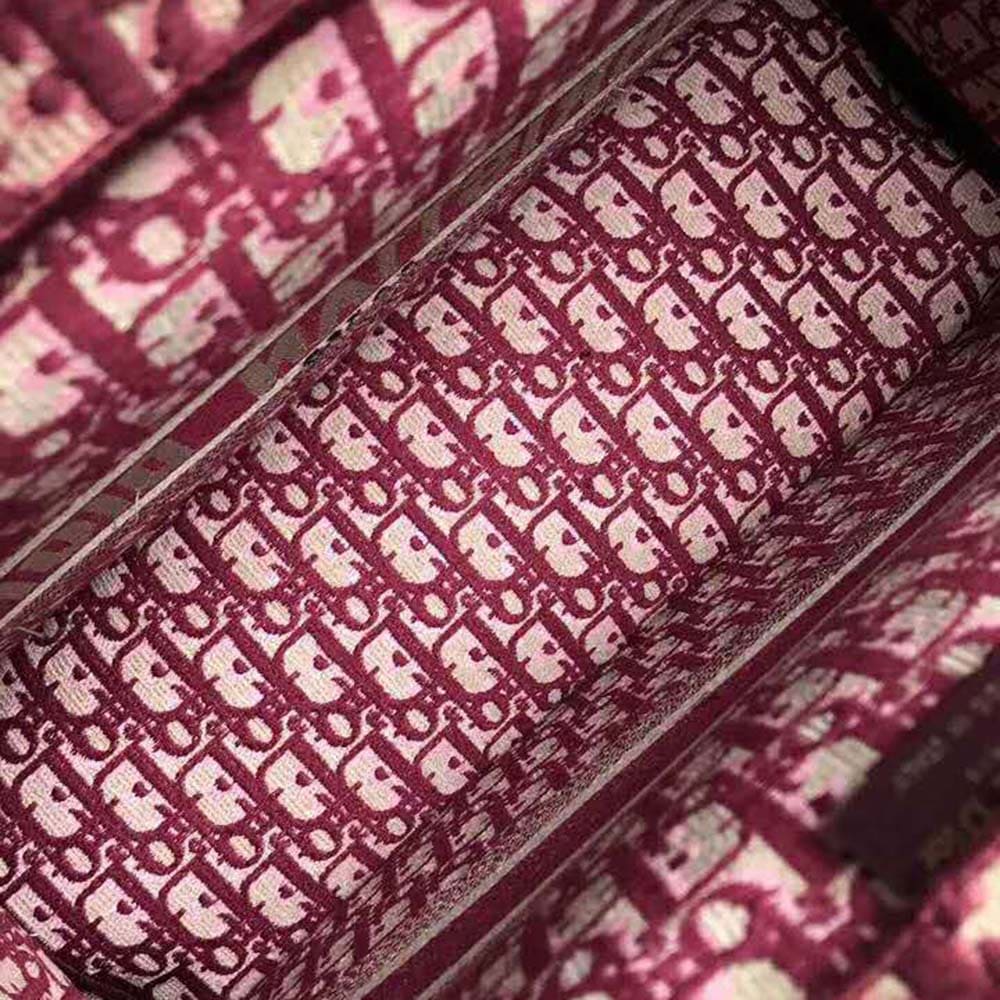 TÚI Dior Women Book Tote Dior Oblique Bag in Embroidered Canvas-Maroon