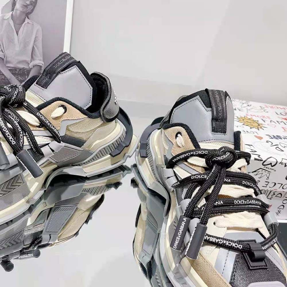 GIÀY DOLCE & GABBANA Men Mixed-Material Space Sneakers-Brown