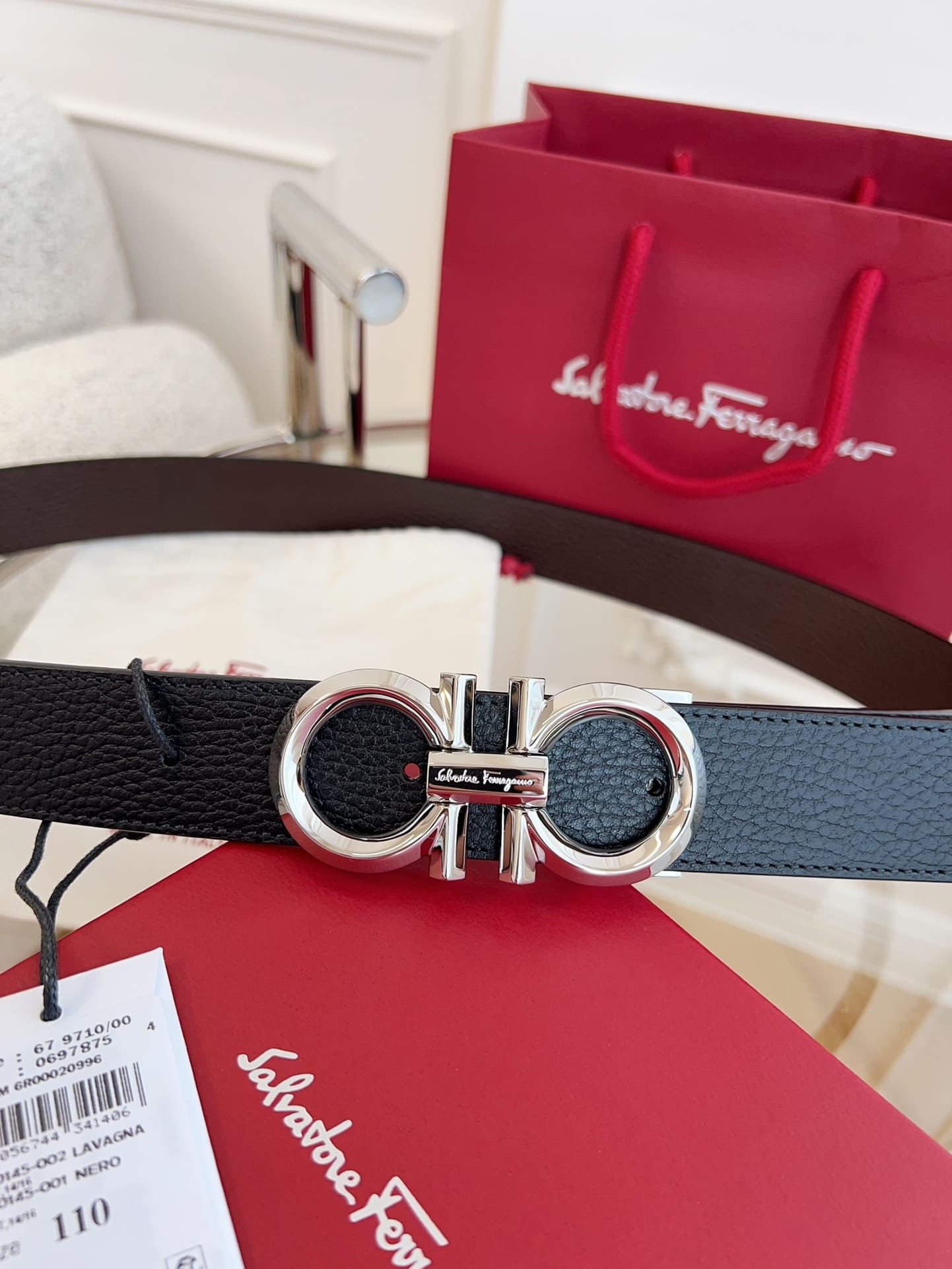DÂY LƯNG Salvatore Ferragamo Adjustable Gancini Belt Khóa bạc