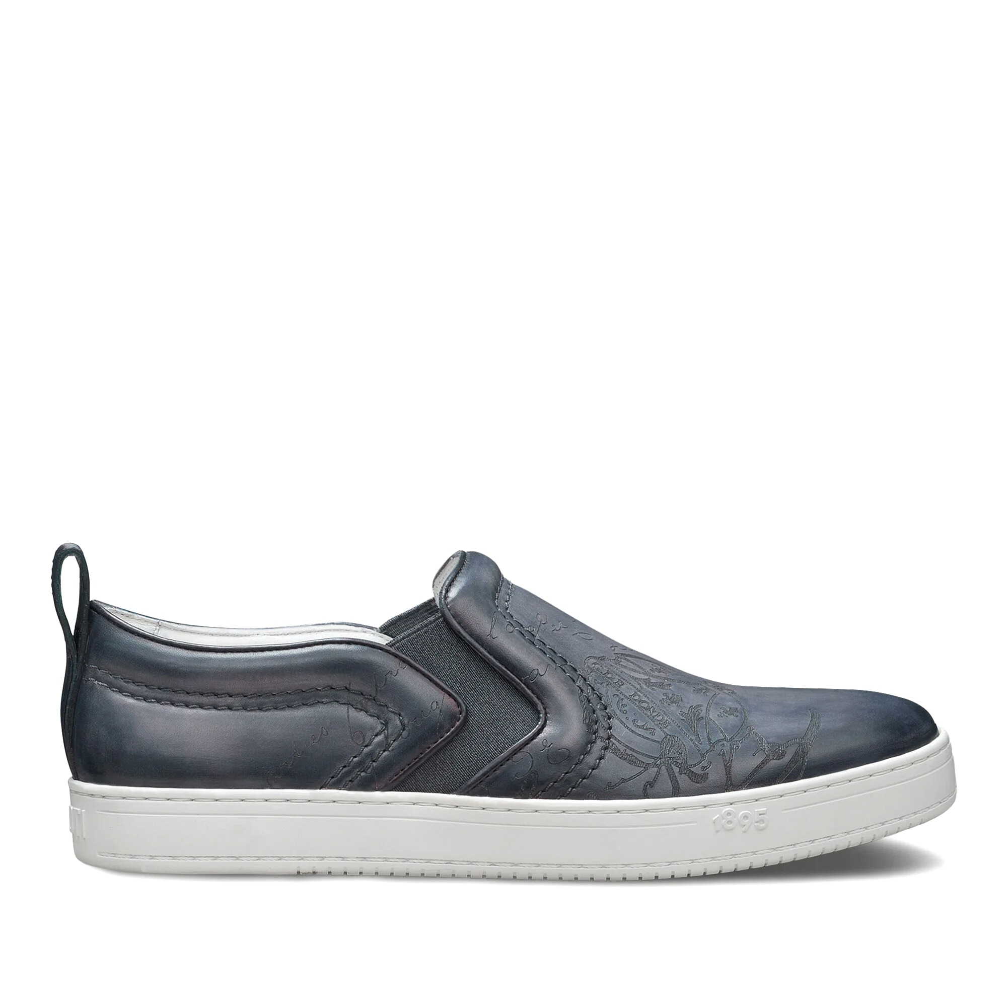GIÀY BERLUTI Playtime Scritto Leather Slip-On Light Aluminio