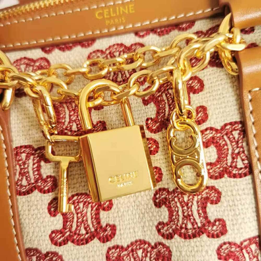 TÚI Celine Women Small Boston Bag in Textile With Triomphe Embroidery