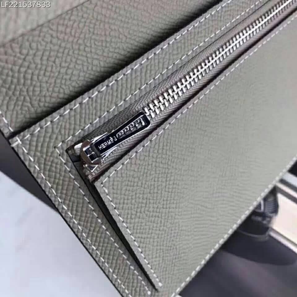 Ví Hermes Medium Bearn Wallet in Epsom Calfskin Leather-Silver