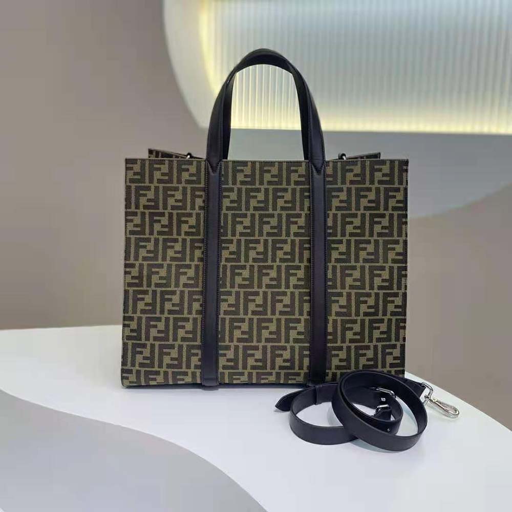TÚI Fendi Shopper FF Jacquard Fabric Bag