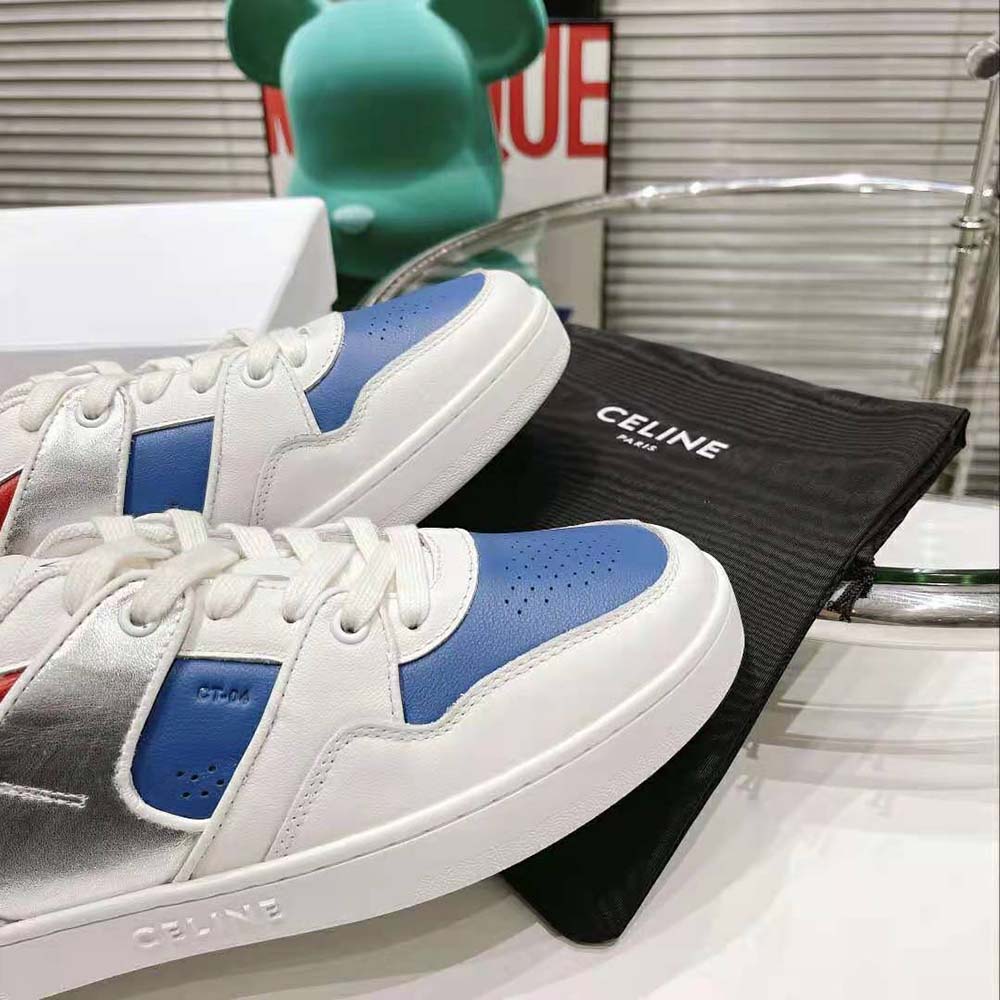 GIÀY CELINE Trainer Low Lace-up Sneaker in Metallic Calfskin and Calfskin