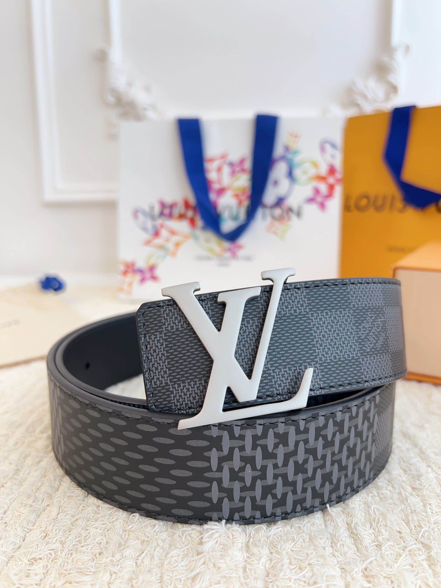 DÂY LƯNG LOUIS VUITTON BLACK MONOGRAM LEATHER Khóa bạc