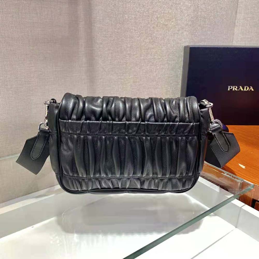 TÚI Prada Women Gaufre Nappa Leather Shoulder Bag-Black