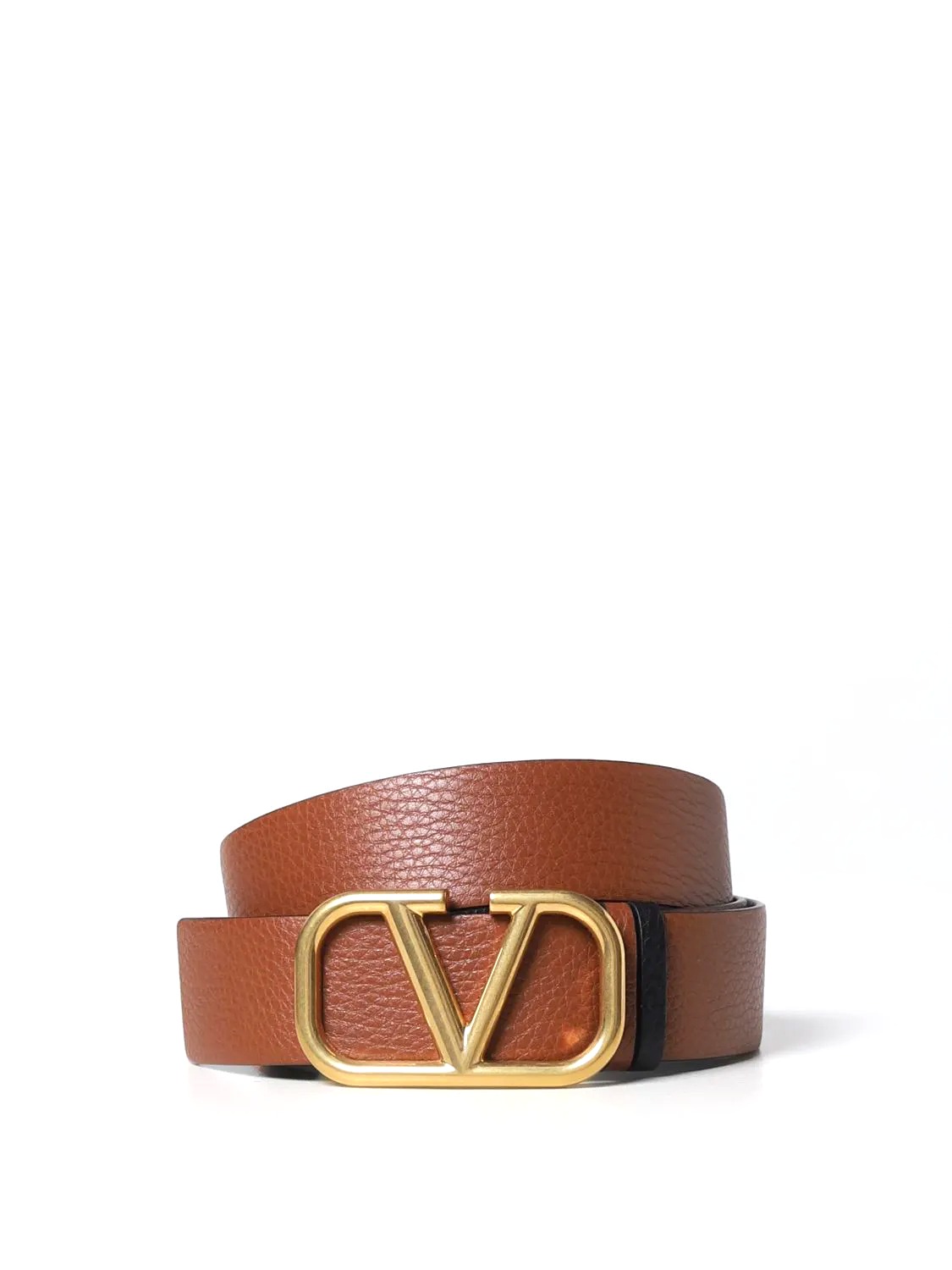 DÂY LƯNG VALENTINO GARAVANI V LOGO Brown leather