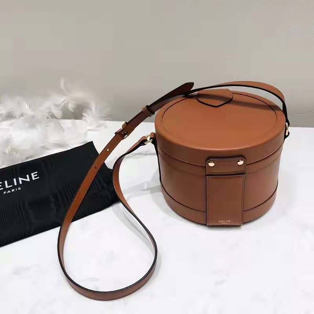 TÚI Celine Women Medium Tambour Bag in Smooth Calfskin-Brown