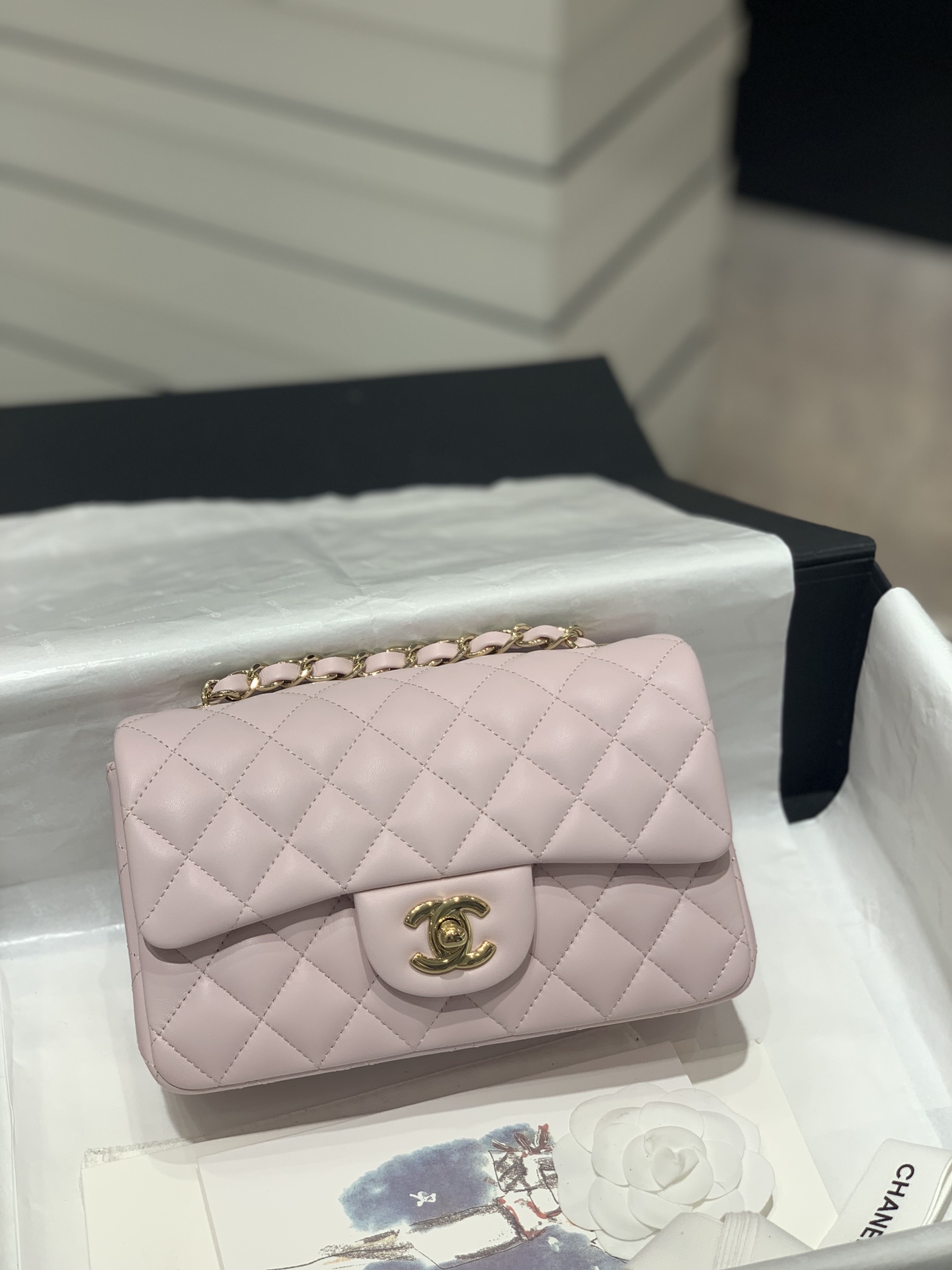TÚI CHANEL CF 20 BODIN JOYEUX POWDER PINK DA HAAS GOLD