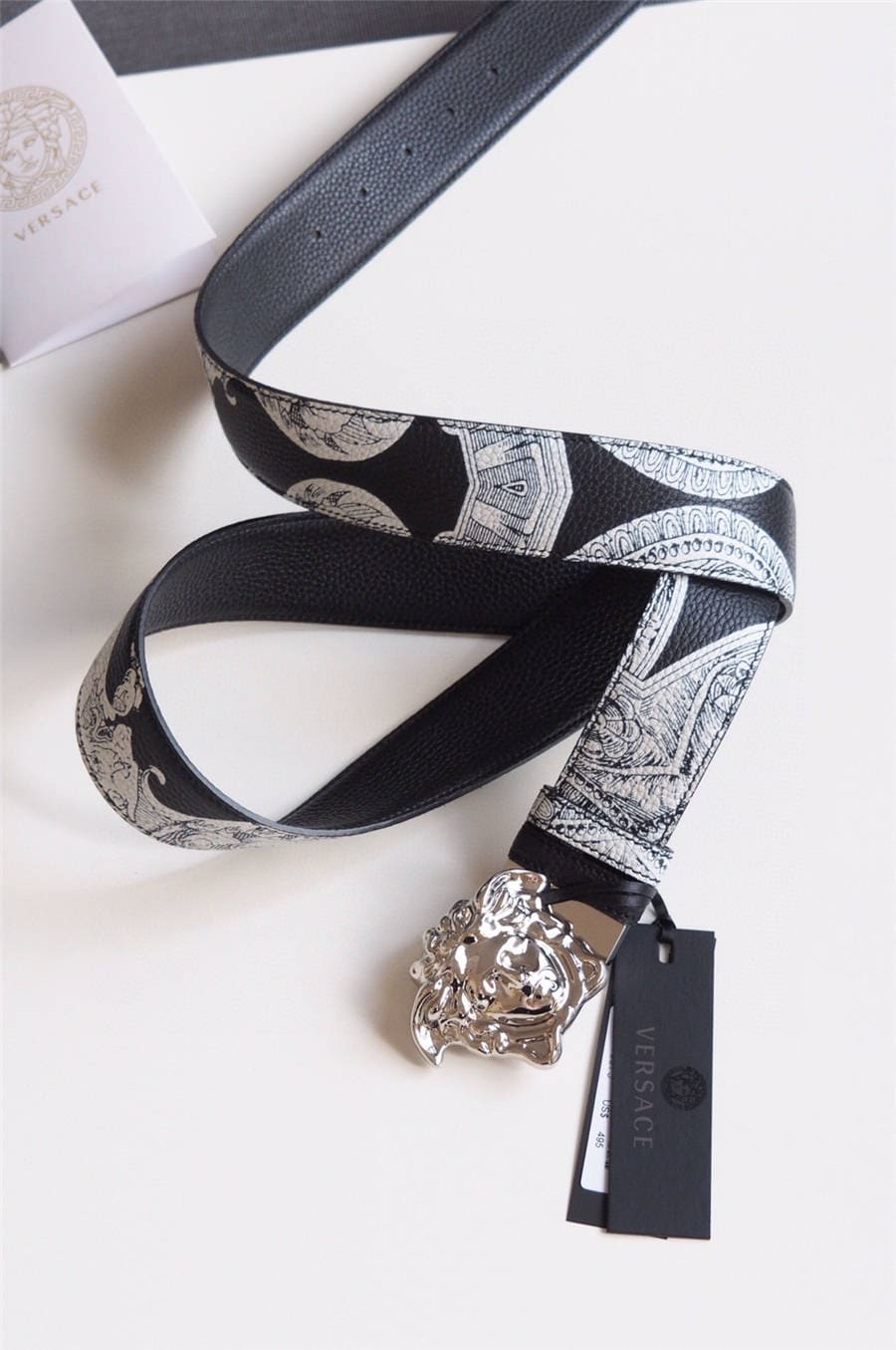 DÂY LƯNG VERSACE MEDUSA HEAD BAROQUE LEATHER Khóa đen