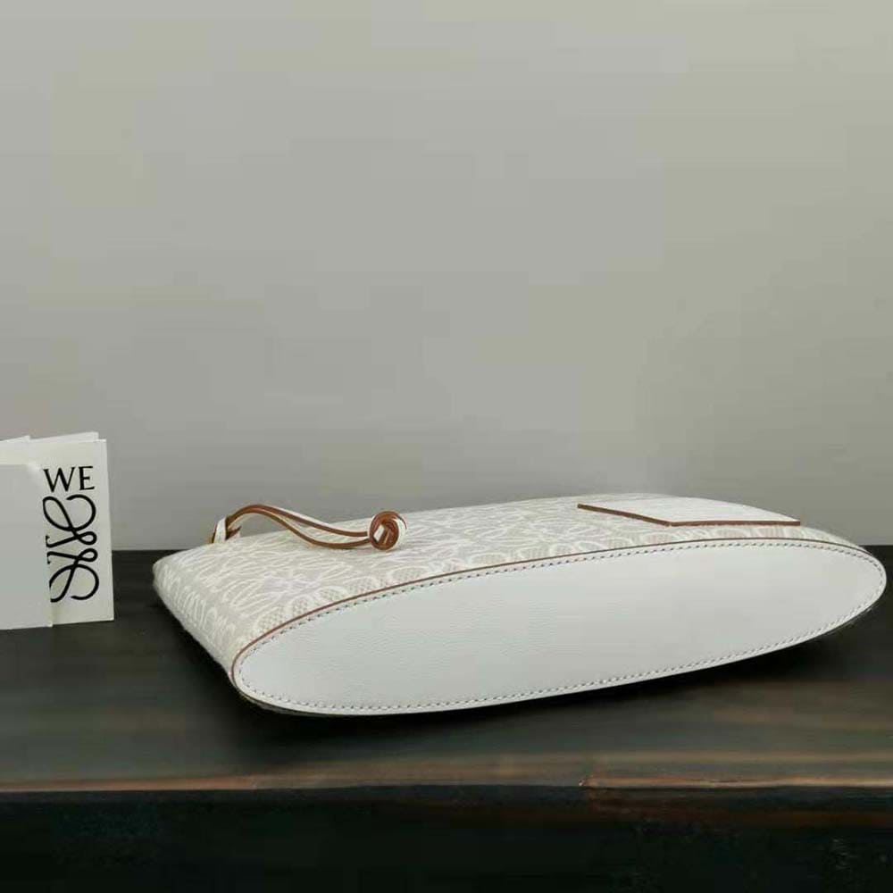 TÚI Loewe Women Oblong Anagram Pouch in Jacquard and Calfskin-White