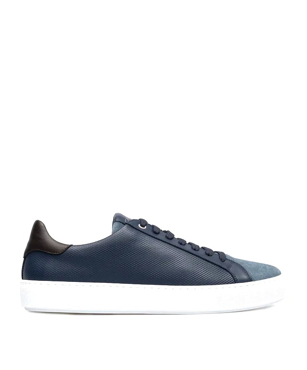GIÀY CANALI BLUE LEATHER SNEAKERS WITH LOGO