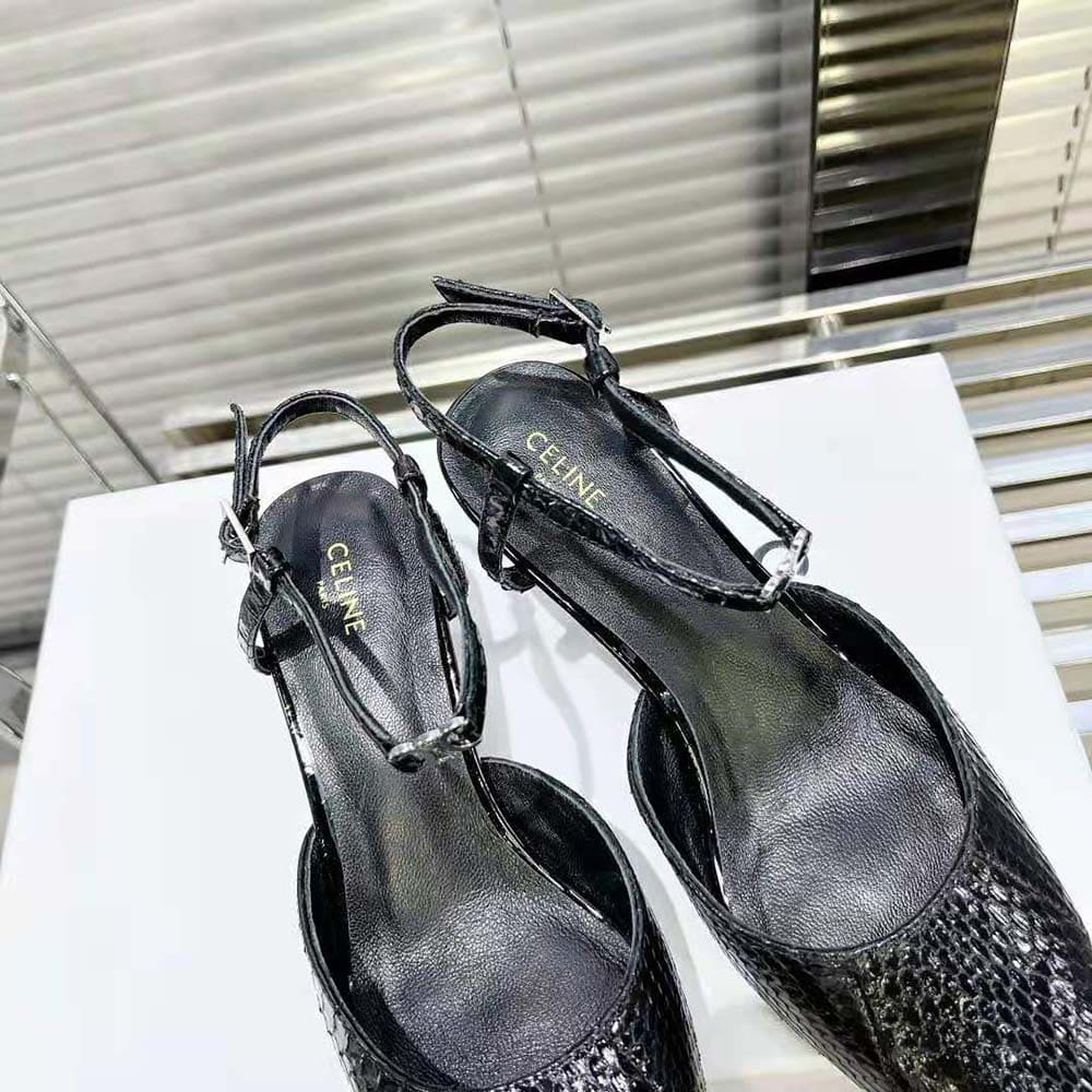 GIÀY Celine Women Kitten in Sequins and Calfskin-Black