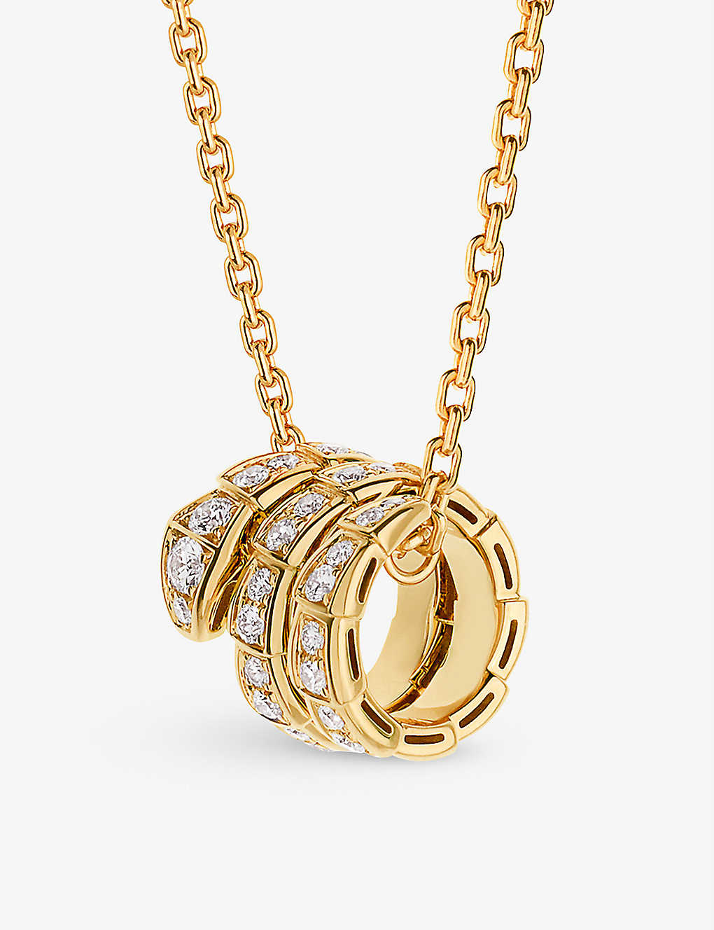Vòng cổ BVLGARI Serpenti Viper 18ct yellow-gold diamond pendant necklace vàng hồng 18K