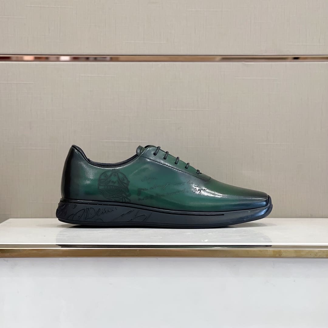 GIÀY BERLUTI METROPOLITAN SCRITTO GREEN HANDMADE TOP QUALITY SHOES AAA
